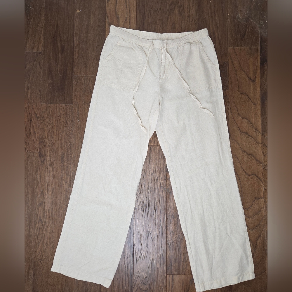 Women's Linen Blend Cream Pants Size Medium, Liz Claiborne
